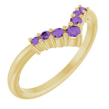 Round Amethyst Accented Ring in Yellow Gold