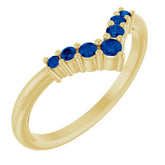 Round Blue Sapphire Accented Ring in Yellow Gold