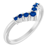 Round Blue Sapphire Accented Ring in Platinum