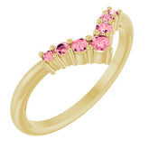 Round Pink Tourmaline Accented Ring in Yellow Gold