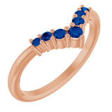 Round Blue Sapphire Accented Ring in Rose Gold