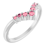 Round Pink Tourmaline Accented Ring in Platinum