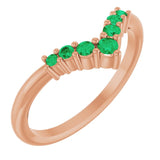 Round Emerald Accented Ring in Rose Gold