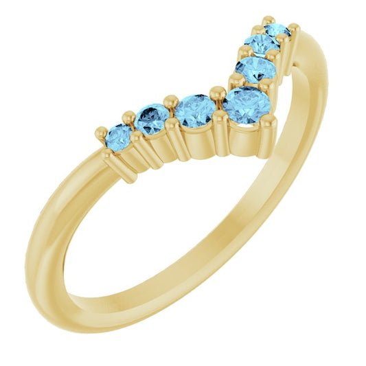 Round Aquamarine Accented Ring in Yellow Gold
