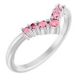Round Pink Tourmaline Accented Ring in Platinum