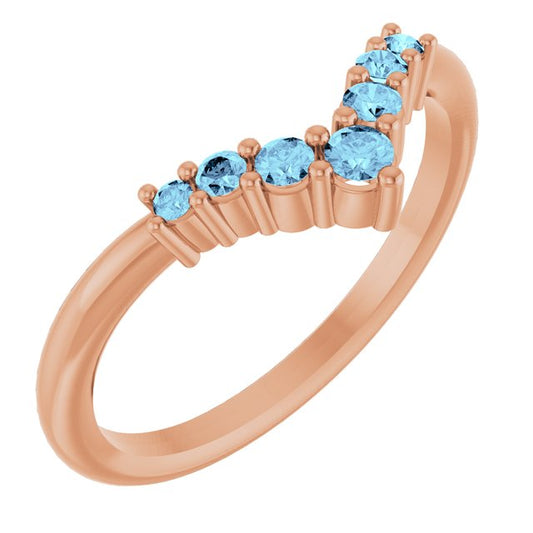 Round Aquamarine Accented Ring in Rose Gold