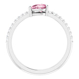 Pear Pink Tourmaline & Diamond Stackable Ring in Gold and Platinum