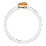 Pear Citrine & Diamond Stackable Ring in Gold and Platinum
