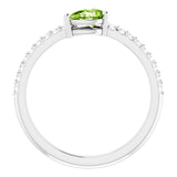 Pear Peridot & Diamond Stackable Ring in Gold and Platinum