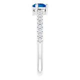 Pear Blue Sapphire & Diamond Stackable Ring in Gold and Platinum