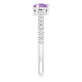 Pear Amethyst & Diamond Stackable Ring in Gold and Platinum