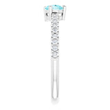 Pear Blue Zircon & Diamond Stackable Ring in Gold and Platinum