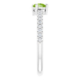 Pear Peridot & Diamond Stackable Ring in Gold and Platinum