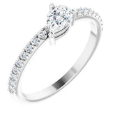 Pear White Sapphire & Diamond Stackable Ring in Gold and Platinum