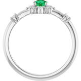 Round Emerald Halo Ring with Diamond Accents in White Gold