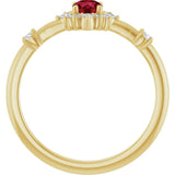 Round Lab-Grown Ruby Halo Ring with Diamond Accents in Yellow Gold