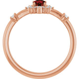 Round Mozambique Garnet & Diamond Halo Ring in Rose Gold