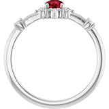 Round Lab-Grown Ruby Halo Ring with Diamond Accents in Platinum