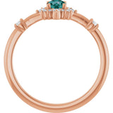 Round Lab-Grown Alexandrite & Diamond Halo Ring in Rose Gold