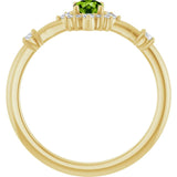 Round Peridot Halo Ring with Diamond Accents in Yellow Gold