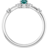 Round Lab-Grown Alexandrite Halo Ring with Diamond Accents in Platinum