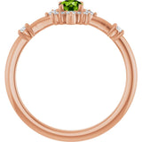Round Peridot Halo Ring with Diamond Accents in Rose Gold