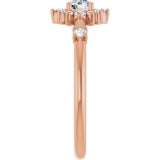 Round White Sapphire Halo Ring with Diamond Accents in Rose Gold