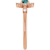 Round Lab-Grown Alexandrite & Diamond Halo Ring in Rose Gold