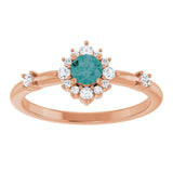 Round Lab-Grown Alexandrite & Diamond Halo Ring in Rose Gold