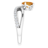 Oval Citrine Halo Ring with Diamond Accents in Gold and Platinum