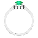 Round Lab-Grown Emerald & Diamond Ring in Gold and Platinum