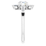 Round White Sapphire & Diamond Accented Ring in Gold and Platinum