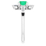 Round Lab-Grown Emerald & Diamond Ring in Gold and Platinum