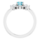 Round London Blue Topaz & Diamond Ring in Gold and Platinum