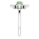 Round Green Tourmaline & Diamond Accented Ring in Gold and Platinum