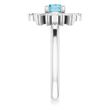 Round London Blue Topaz & Diamond Ring in Gold and Platinum