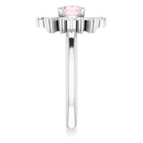 Round Pink Mandganite & Diamond Accented Ring in Gold and Platinum