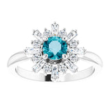 Round London Blue Topaz & Diamond Ring in Gold and Platinum