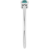 Round Alexandrite Three Stone Ring in Platinum