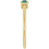 Round Alexandrite Three Stone Ring in Yellow Gold