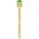 Round Emerald Three Stone Ring in Gold