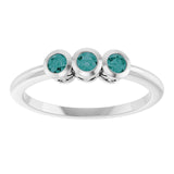 Round Alexandrite Three Stone Ring in Platinum