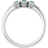Round Alexandrite Three Stone Ring in Platinum