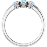 Round Aquamarine Three Stone Ring in Platinum