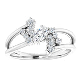 Oval White Sapphire & Diamond Accented Ring in White Gold