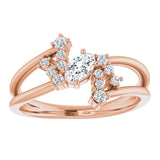 Oval White Sapphire & Diamond Accented Ring in Rose Gold