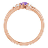 Oval Amethyst Accented Ring with Diamond Accents in Rose Gold