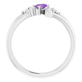 Oval Amethyst Accented Ring with Diamond Accents in White Gold