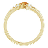 Oval Citrine Accented Ring with Diamond Accents in Yellow Gold
