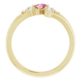 Oval Pink Tourmaline & Diamond Accented Ring in Yellow Gold